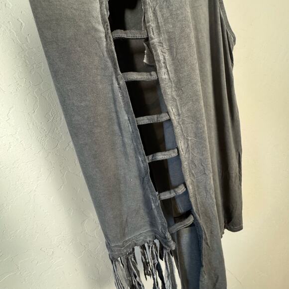 POL Women's Size Medium Side Slit Fringed Sleeveless Cowl Neck Top Grunge Y2K - Picture 4 of 11